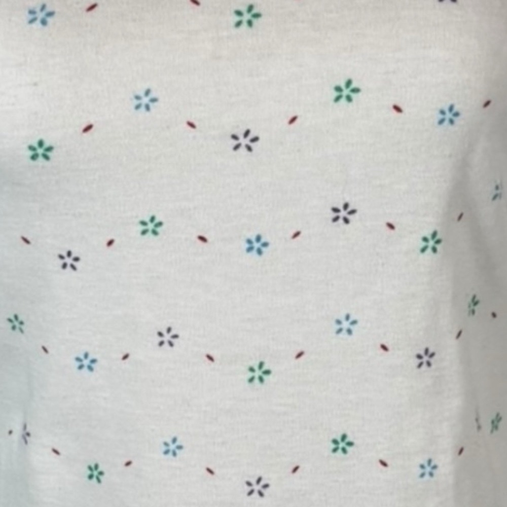 Vintage White Delicate Flower Pattern Fold Over Turtleneck Long Sleeve Top Small - Picture 5 of 7